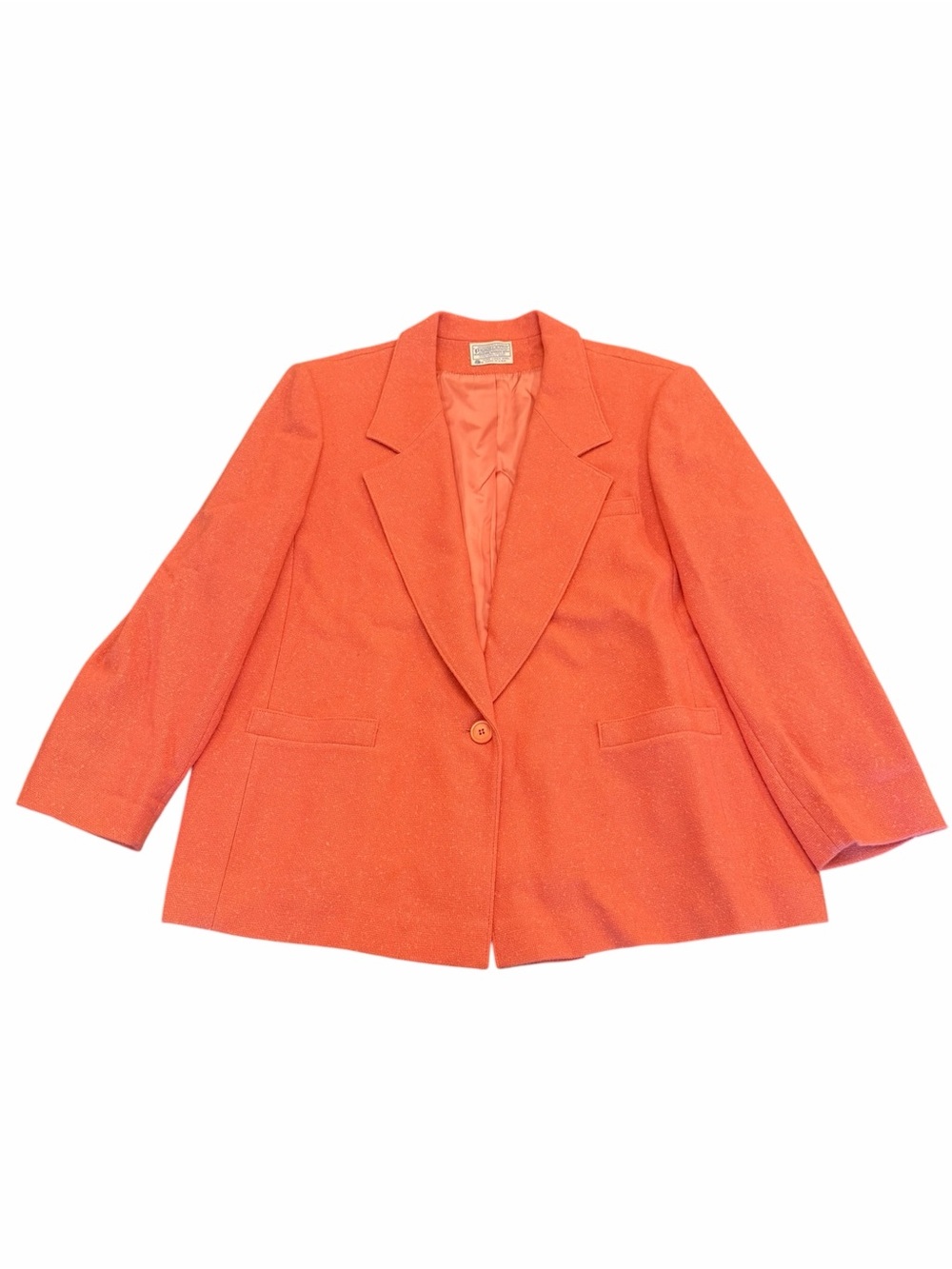 Vintage Pendleton Virgin Wool Blazer Pink Coral Tweed 26W Made Oregon USA Career